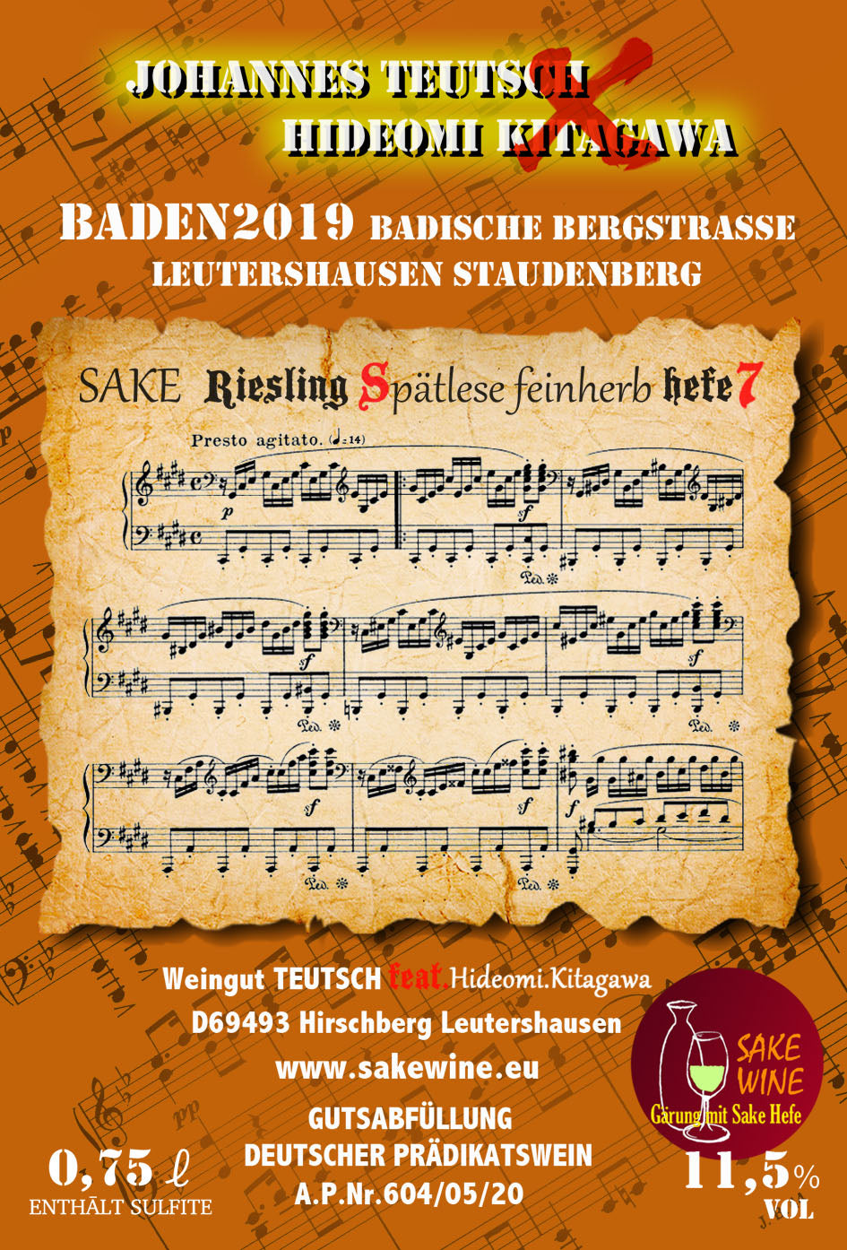 SAKEWINE Riesling Spätlese feinherb Hefe Nr-7 2019  3er Set